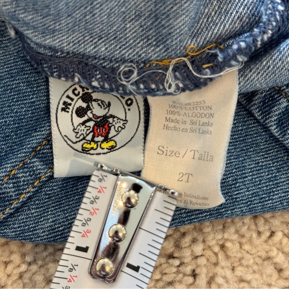 Vintage Mickey & Co Baby Minnie Mouse Embroidered Denim Jumper Dress Size 2T - Picture 2 of 3
